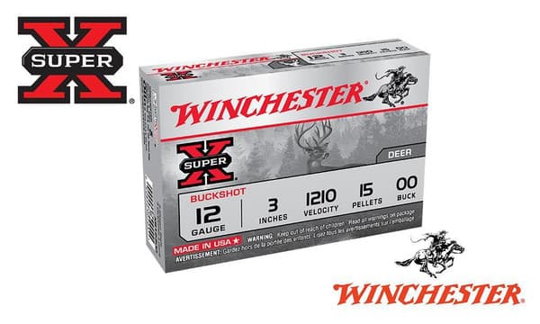 Winchester Super X Buckshot 12 Gauge 3", 00-Buck, 15 Pellet, 1210 fps, Box of 5 #XB12300 — Al Flaherty's