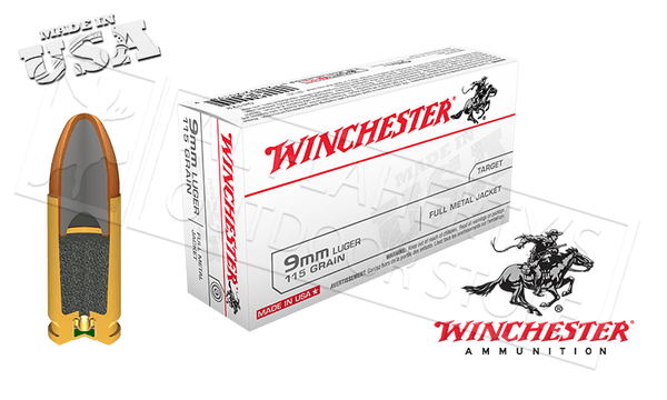 Winchester 9mm White Box, FMJ 115 Grain Box of 50 #Q4172 — Al Flaherty's