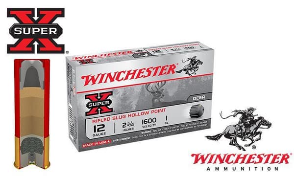 Winchester Super X Rifled Slugs 12 Gauge 2-3/4" Box of 5 #X12RS15 — Al Flaherty's