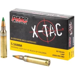 PMC X-TAC Rifle Ammo – 5.56 NATO 62Gr Green Tip LAP – 20 Rds — Marstar